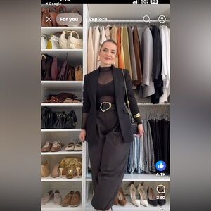 Elegant Black Wide-Leg Pants and mesh top set